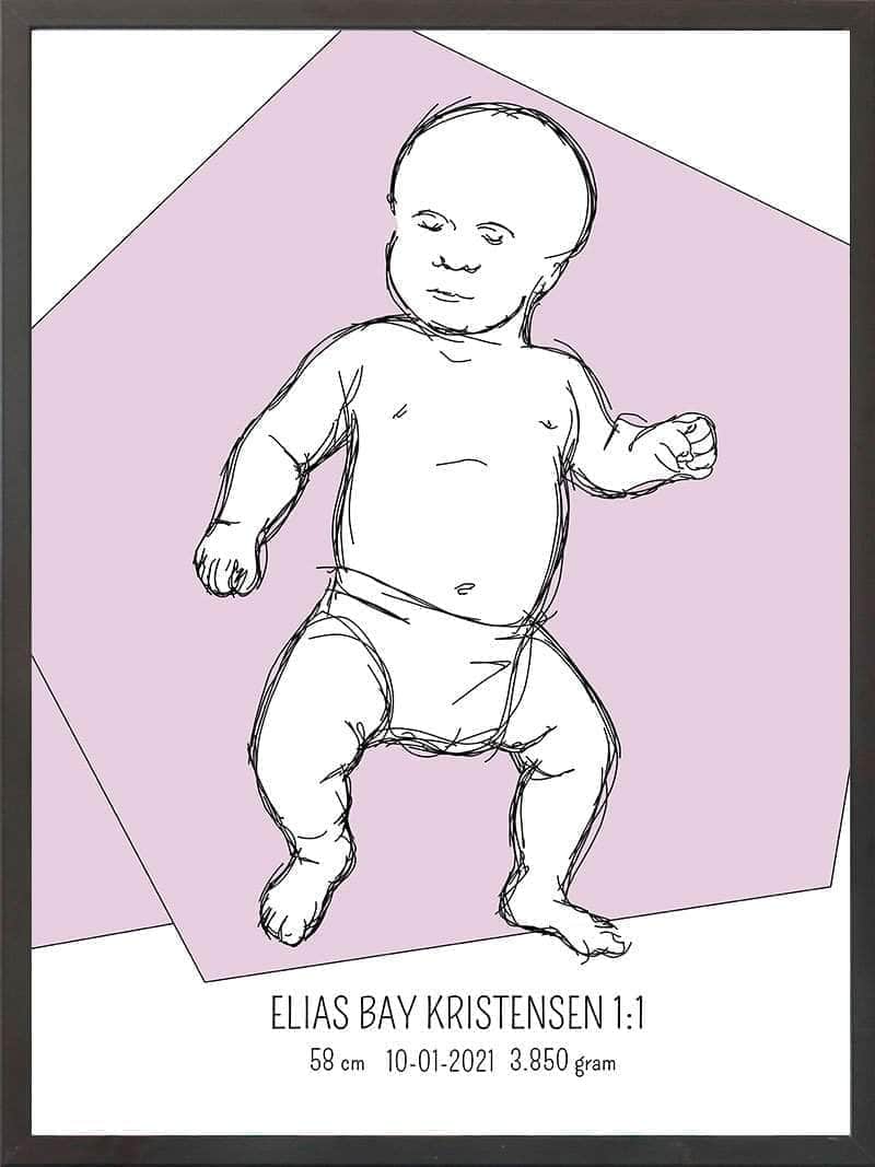 Birth Poster   Fødselsplakat  :  Tumling Lyserød
