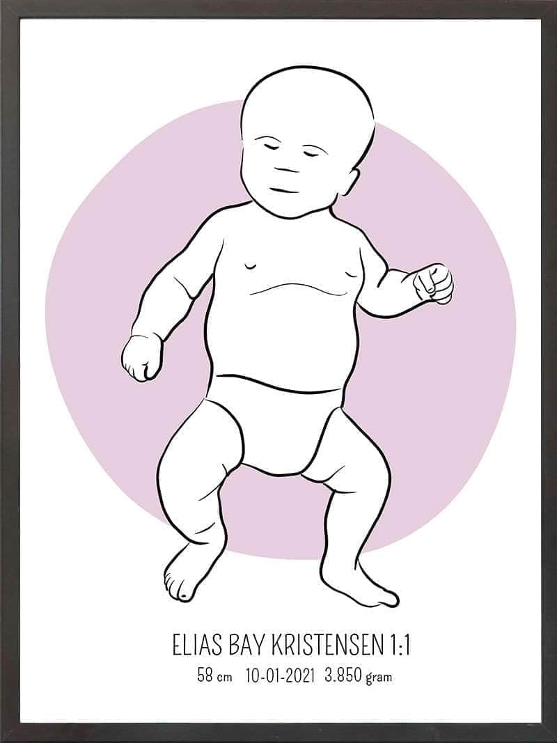 Birth Poster   Fødselsplakat  :  Tumling Lyserød