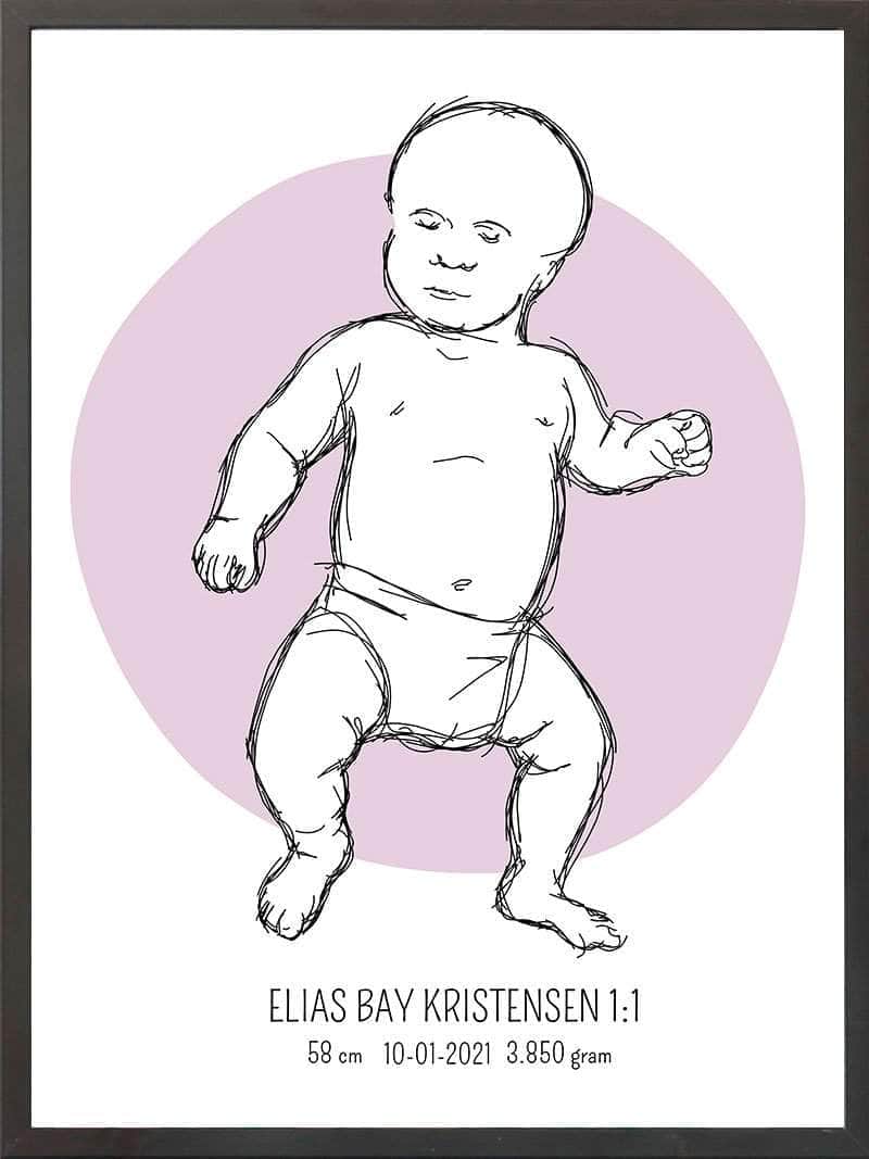 Birth Poster   Fødselsplakat  :  Tumling Lyserød