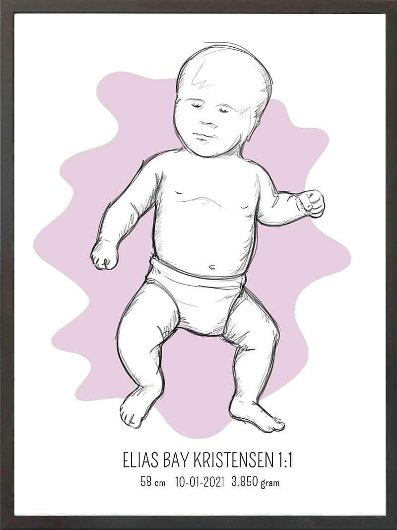 Birth Poster   Fødselsplakat  :  Tumling Lyserød