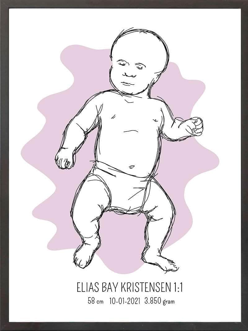 Birth Poster   Fødselsplakat  :  Tumling Lyserød