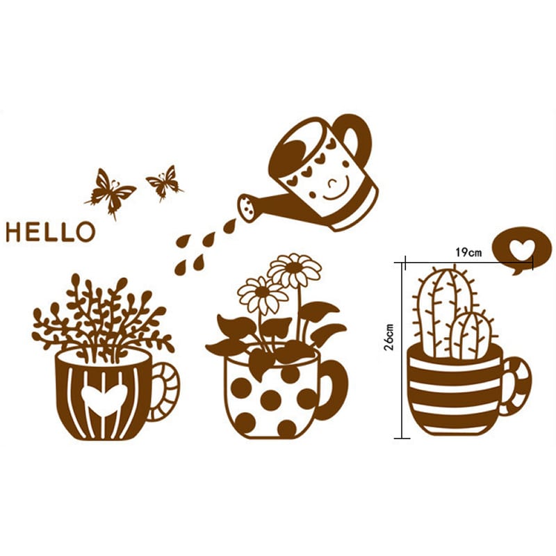 Blomster Wallsticker  Hyggelig Wallsticker Med Blomster  Krukker Og En Vandkande