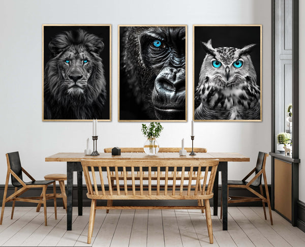 Blue Eyes Plakatsæt Gorilla  Ugle Og Løve
