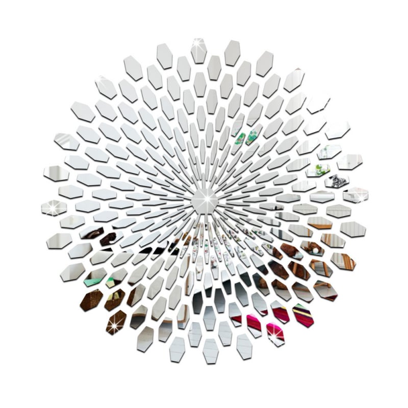 3d Spejl Wallsticker Solform   Akryl Vægdekoration   Moderne Design  225 Stk  Silver