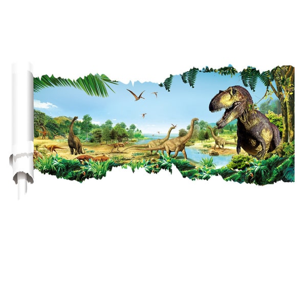 Dinosaurus Wallsticker  Revet Hul   Væggen  90x50cm