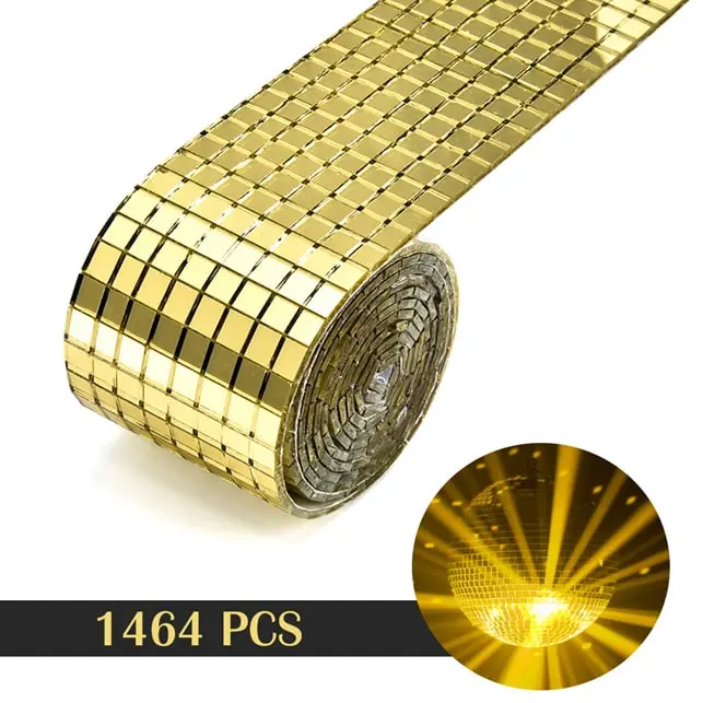 Diy Spejlvæg  Selvklæbende Mini-mosaikfliser   ægte Glas  Mål: 4x100cm  Gold