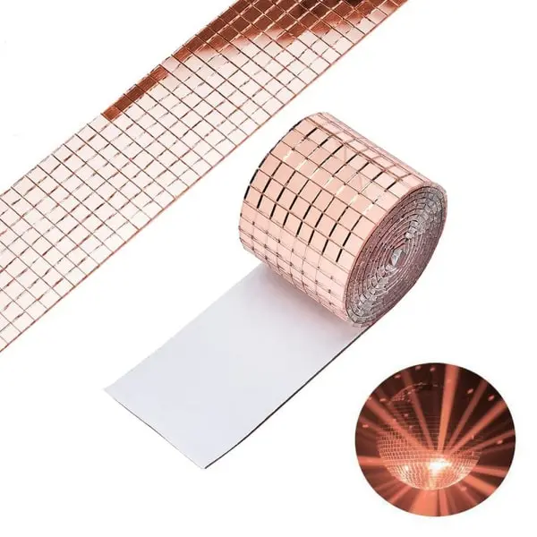 Diy Spejlvæg  Selvklæbende Mini-mosaikfliser   ægte Glas  Mål: 4x30cm  Rosegold