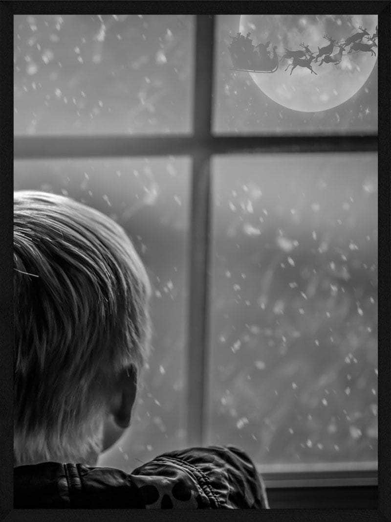 Dreng Ved Vindue Juleplakat