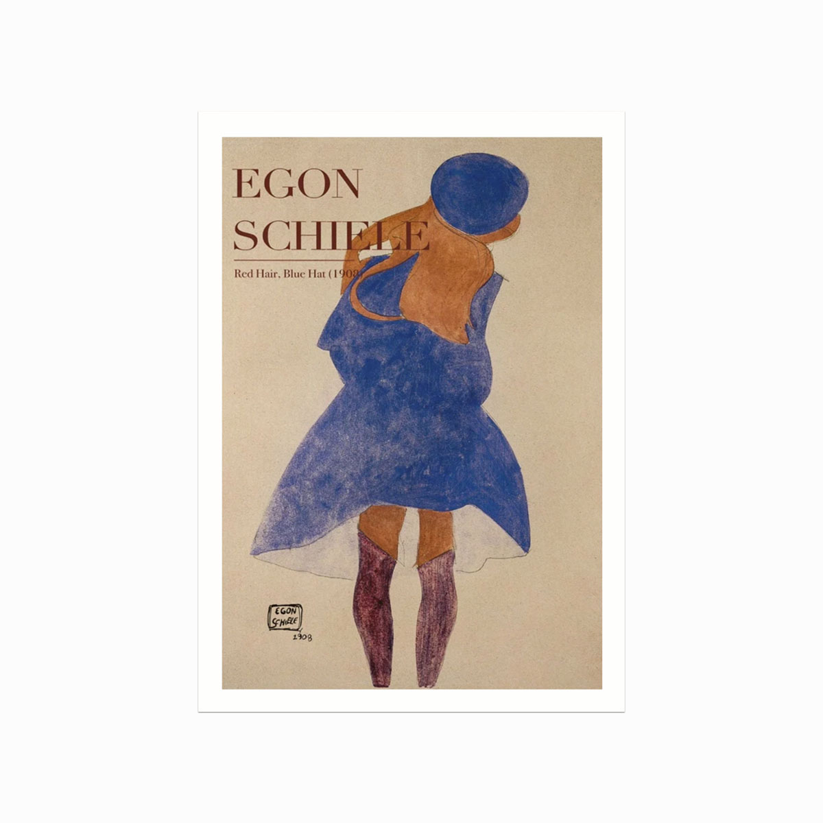 Egon Schiele  Red Hair Blue Hat  1908