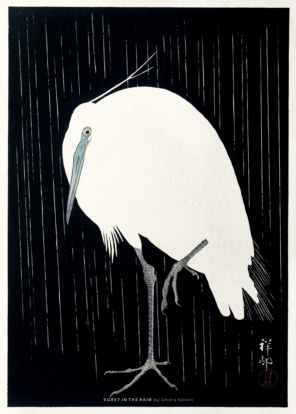Egret In The Rain Af Plakatwerket
