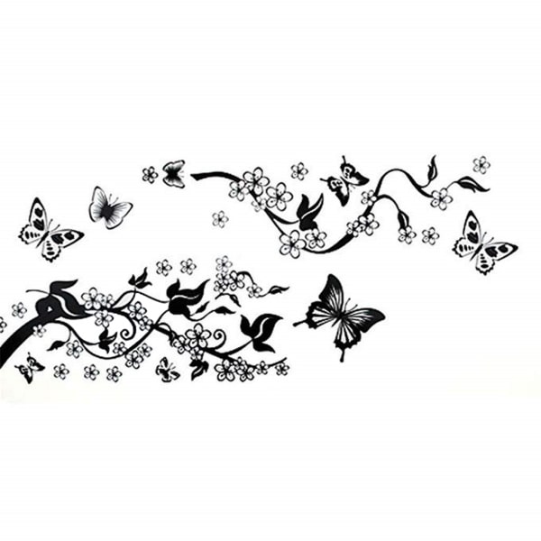 Elegant Wallsticker Med Sommerfugle Ved Et Træ  70x50cm