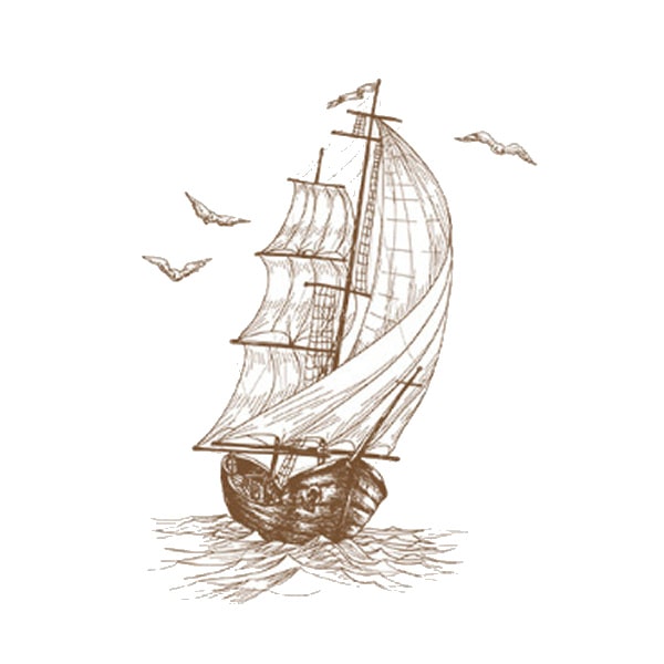 Flot Wallsticker Med Et Gammelt Sejlskib  58x43cm