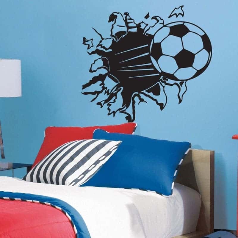Fodbold Flyver Ud Af Væggen Wallsticker