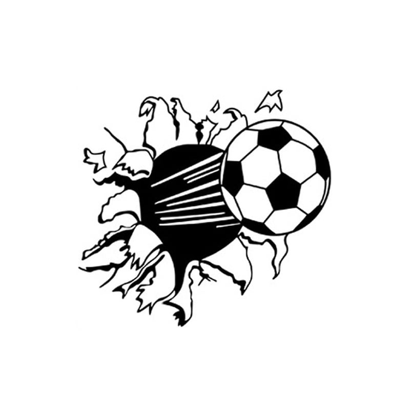 Fodbold Wallsticker  Fodbold Der Flyver Igennem Væggen  48x45cm