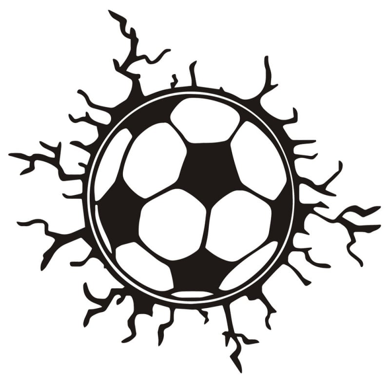 Fodbold Wallsticker  Fodbold Der Sidder Fast   Væggen  40x40cm