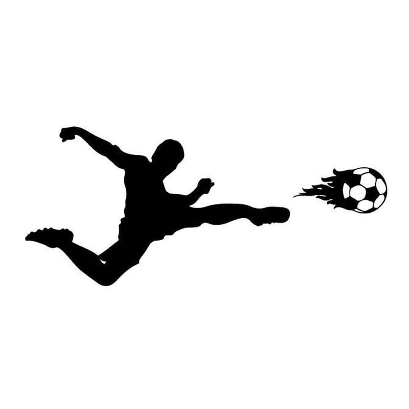 Fodbold Wallsticker  Sidesaksespark Og Fodbold   Flammer  57x129cm