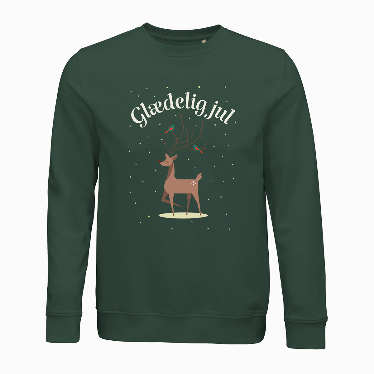 Glædelig Jul  Rensdyr  Jule Sweatshirt Med Dansk Tekst  Unisex