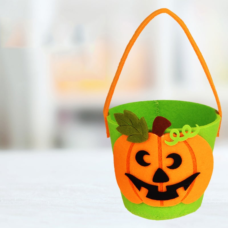 Græskarspand   Filt  Perfekt Slikspand Til Trick Or Treat  Ngd-07