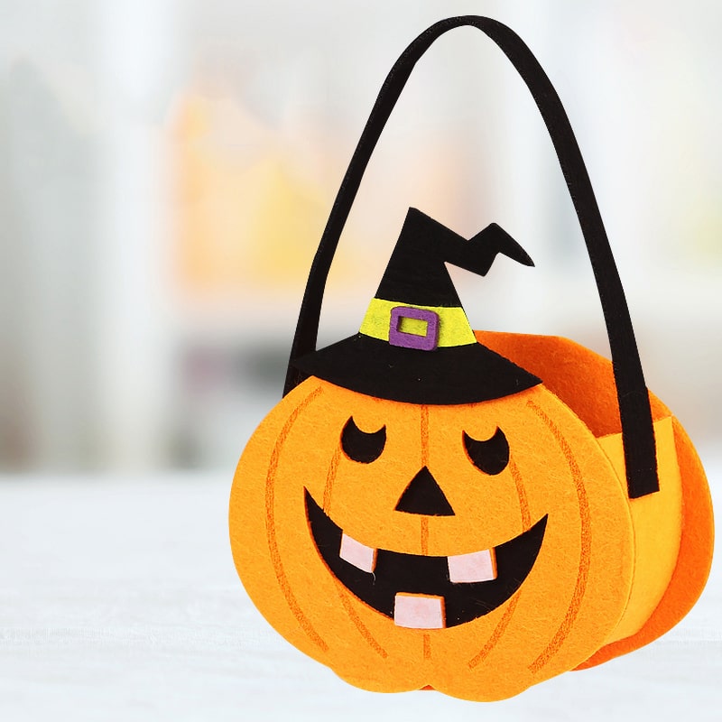 Græskarspand   Filt  Perfekt Slikspand Til Trick Or Treat  Ngd-13