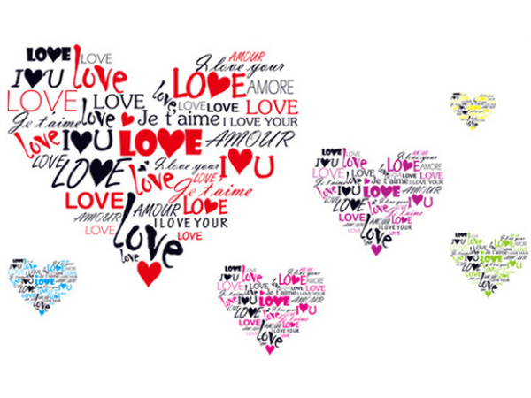Hjerter Wallsticker    Love You