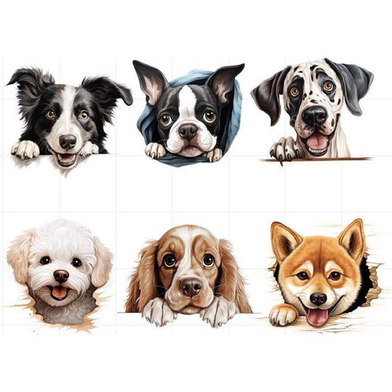 Hunde Wallsticker    Søde Hundehoveder