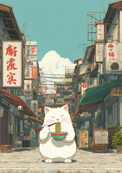 Japansk Plakat 64 Kat Med Ramen