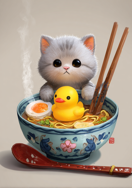 Japansk Plakat 69 Kat  Ramen Og Badeand