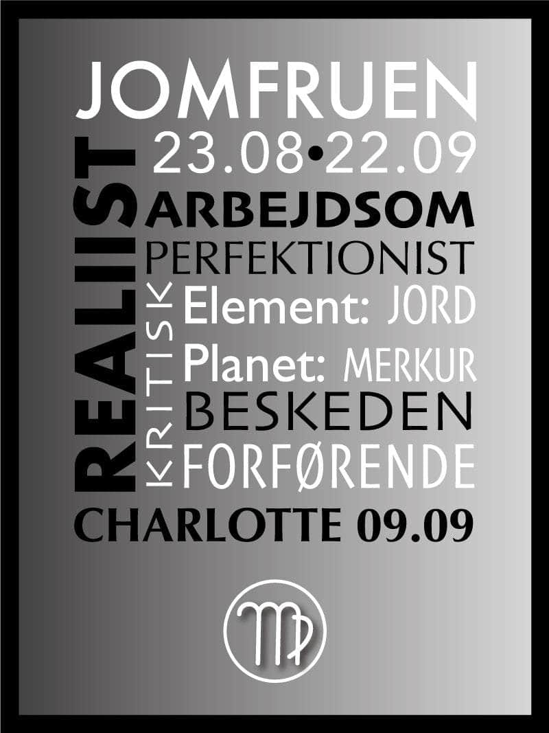 Jomfruen Stjernetegn Med Tekst Plakat