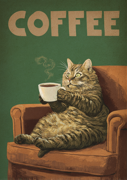 Kaffe Plakat 118  Kat  Kaffe Og Komisk Hygge