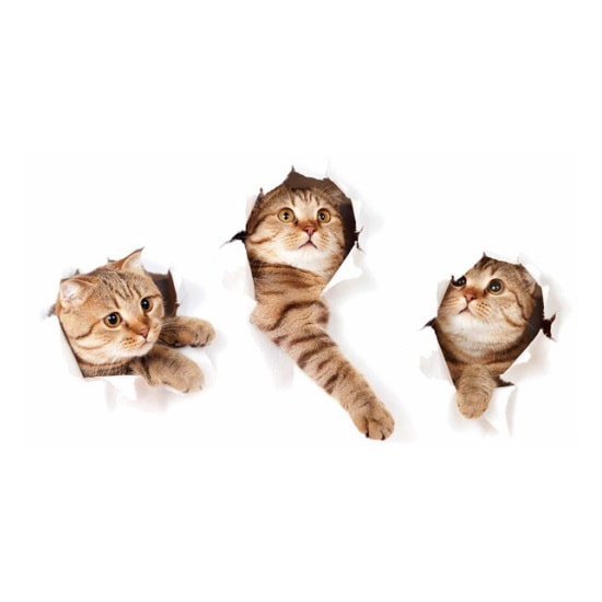 Katte Wallsticker  På Vej Igennem Væggen