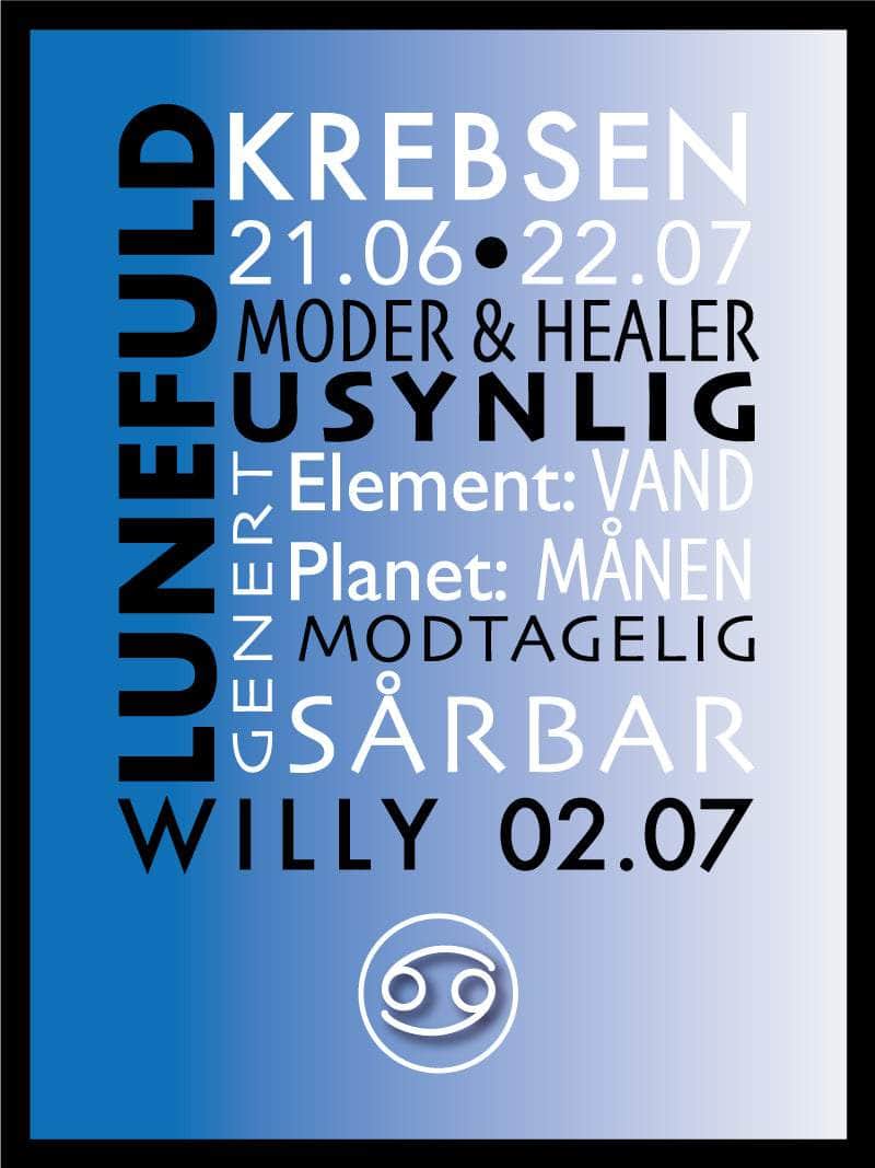 Krebsen Stjernetegn Med Tekst Plakat