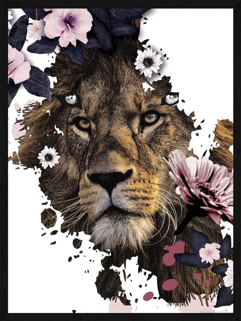 Løve   Blomster Plakat