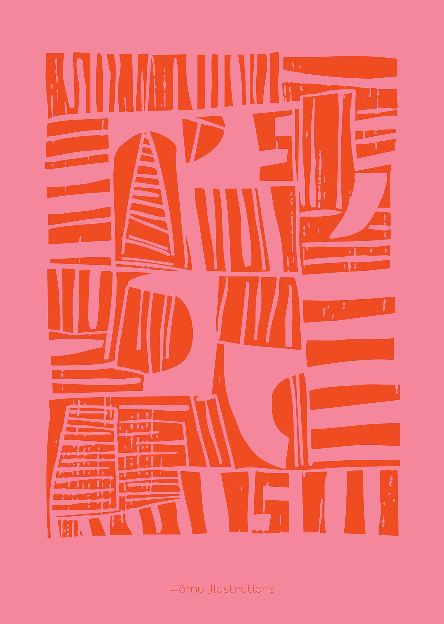 Pink Lino Cut Af Få Mu Illustrations