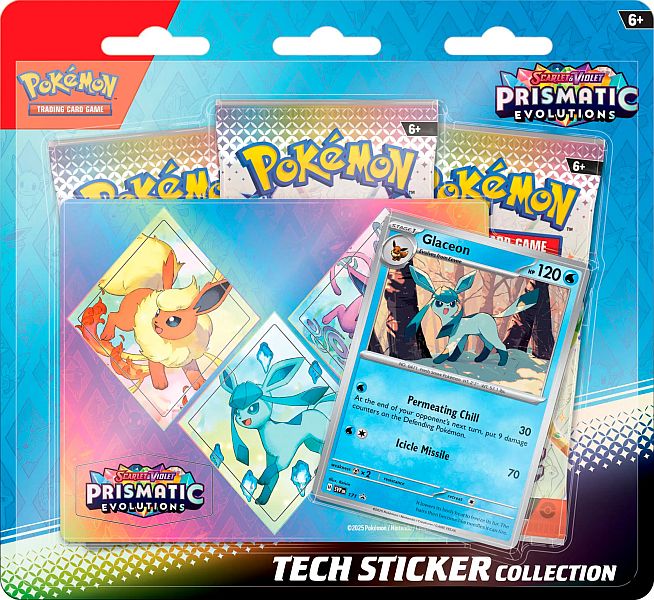 Pokemon Blister Pack Scarlet   Violet: Prismatic Evolutions Tech Sticker Collection Blister: Glaceon    Boosters