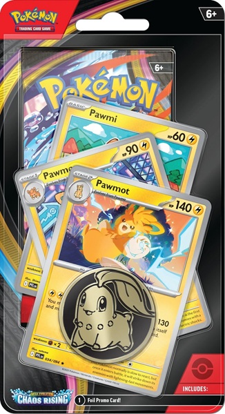Pokemon Blister Pack  -pack Premium Checklane Blister:   Mega Evolution: Chaos Rising Booster Pakke   Pawmot Line Promos     195 184 Nt