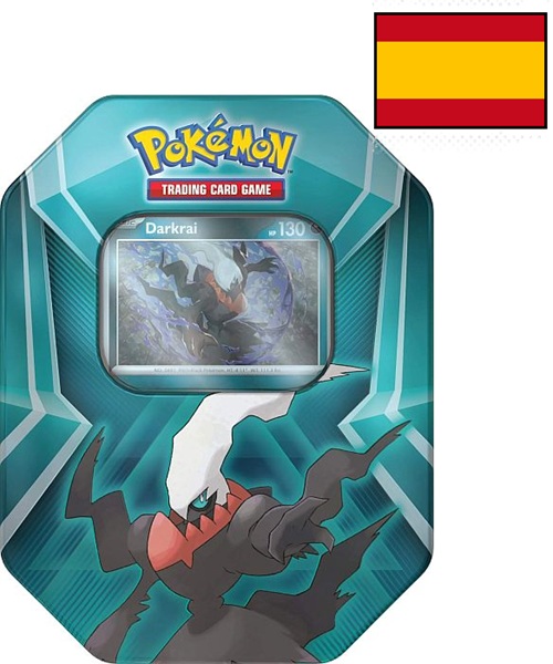 Pokemon Tin Kasse Spansk Spanish 2024: Darkrai  Sableye  Spiritomb  Triple Whammy Collector   Tin Box    Boosters