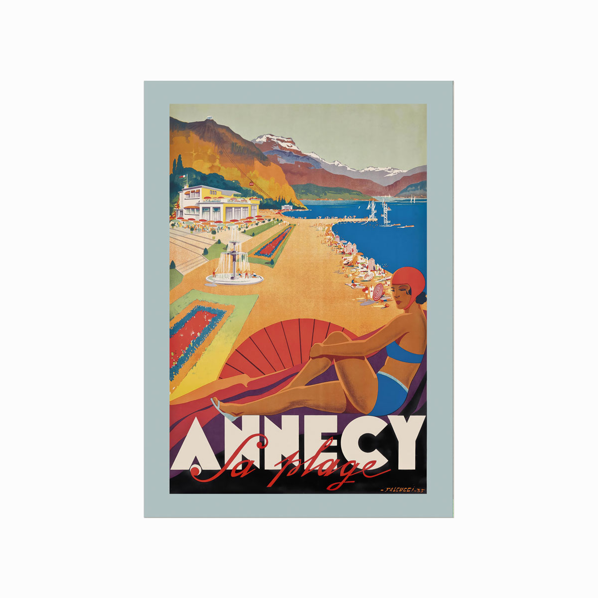 Retro Plakat  Annecy  La Plage