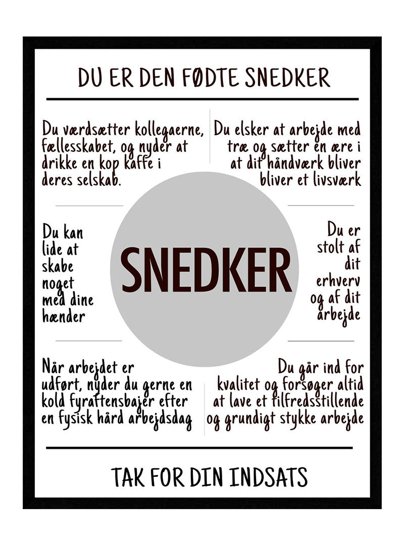 Snedker Plakat