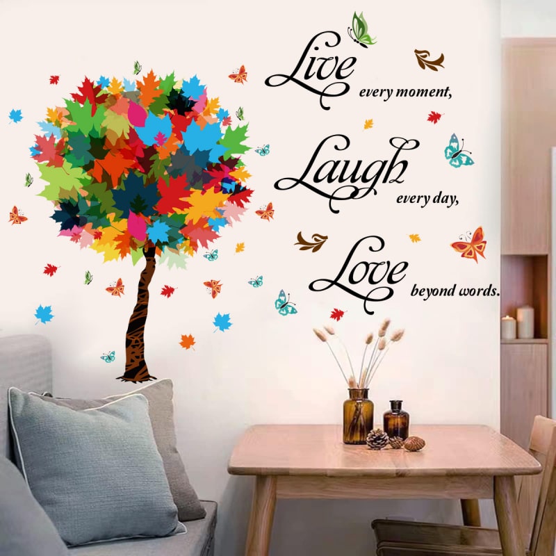 Sød Citat Wallsticker  Live Every Moment  Laugh Everyday  Love Beyond Words