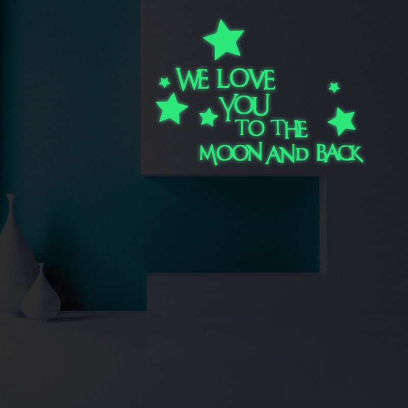 Sød Selvlysende Wallsticker  We Love You To The Moon And Back
