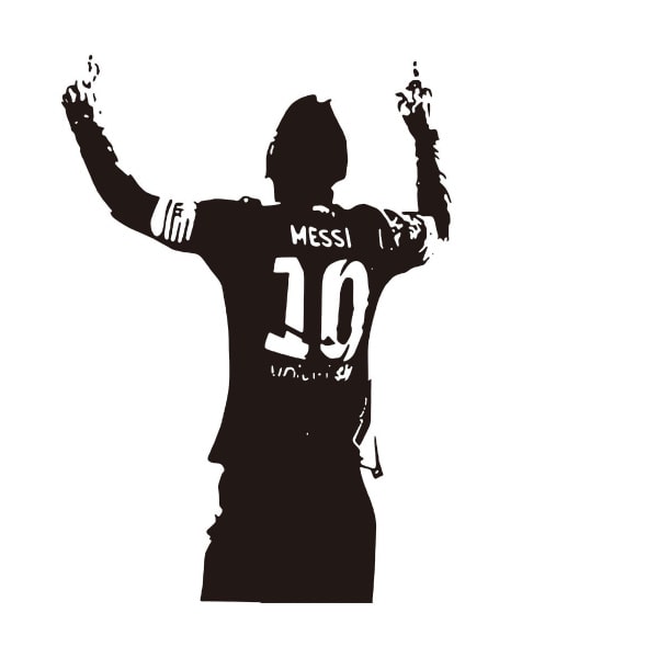 Stor Messi Takker De Højere Magter  Flot Fodbold Wallsticker  82x58cm