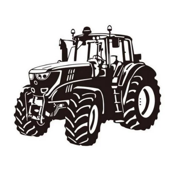 Stor Og Flot Traktor Wallsticker  Sort  37x56cm