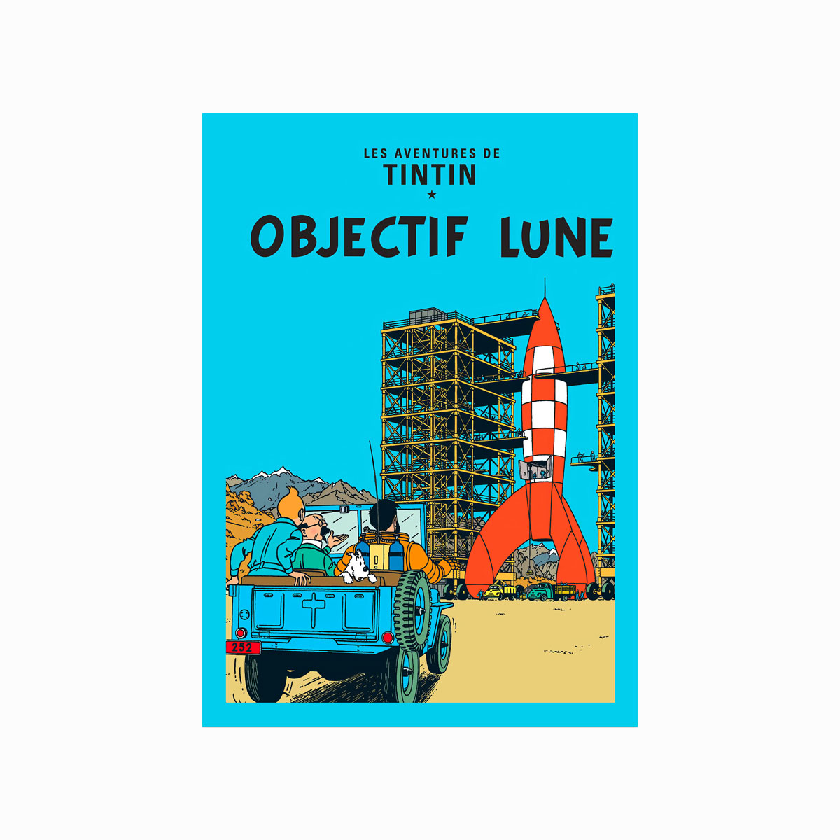 Tintin Plakat  Objectif Lune  1953