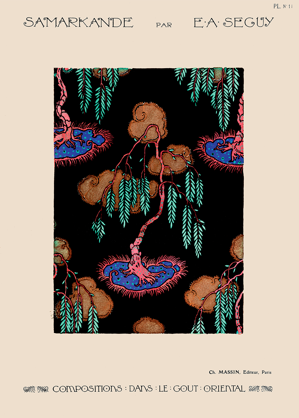 Tree Pochoir Pattern In Oriental Style Ii Af Plakatwerket