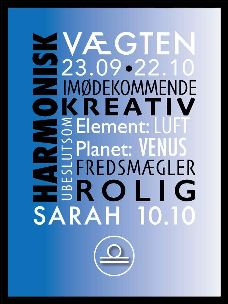 Vægten Stjernetegn Med Tekst Plakat