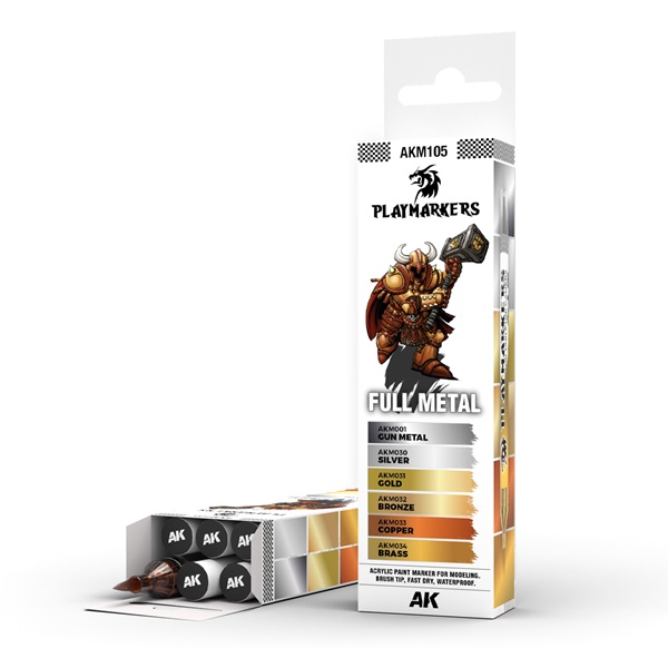 Ak Interactive Playmarkers Set: Full Metal    Paint Markers Malingstuscher