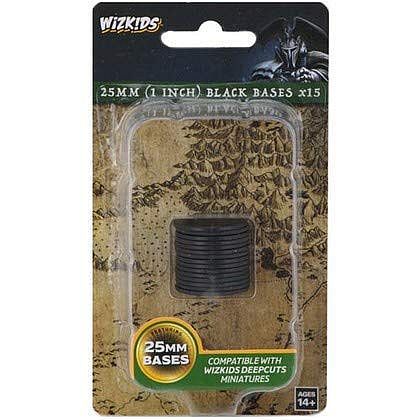 Baser Wizkids Deep Cuts Black 25mm Round Bases   15 Wzk73593