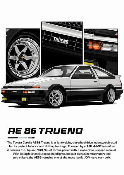 Bil Plakat 102 Toyota Ae86 Trueno