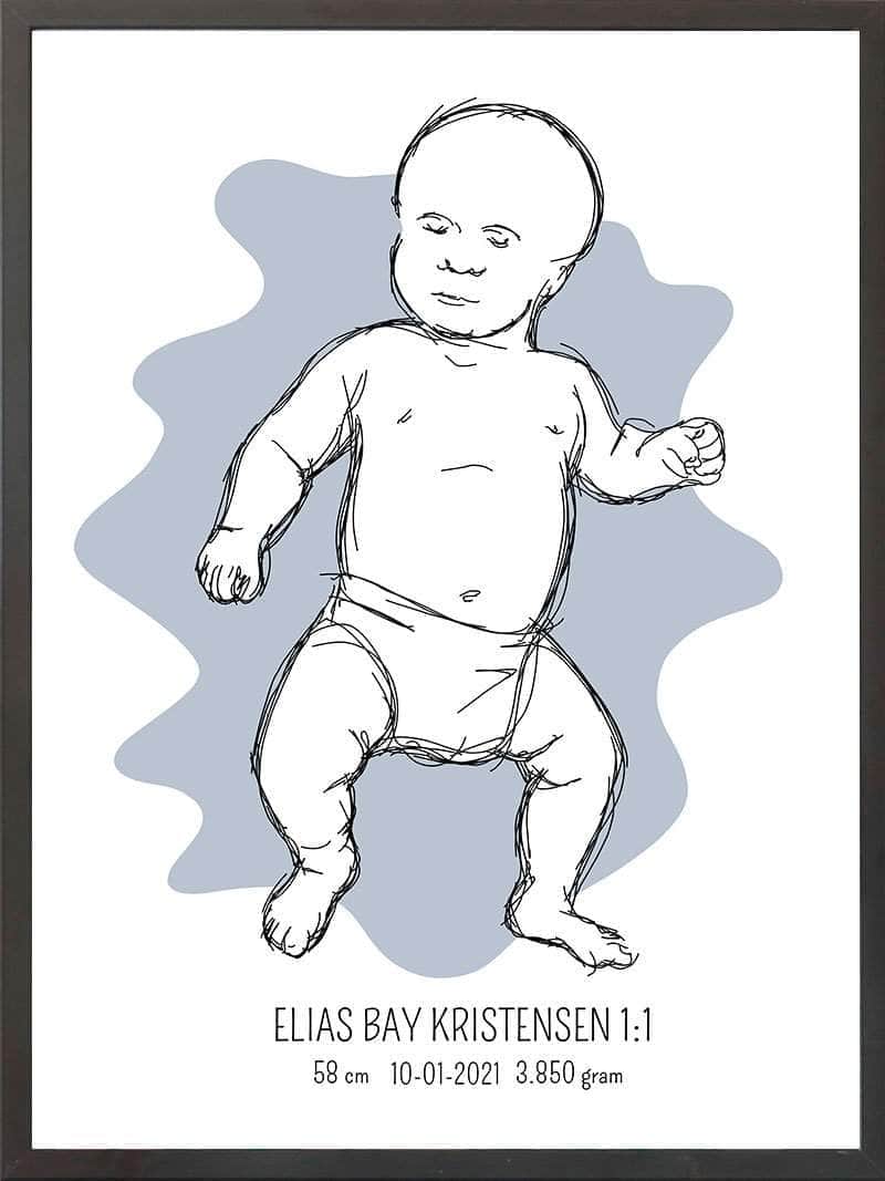 Birth Poster   Fødselsplakat  :  Tumling Blå