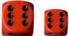 Dice Terninges 195 166   12 Stk    Sidet  D6  Opaque Orange   Black